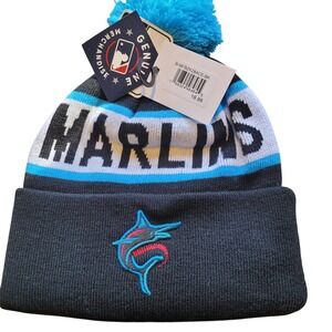Miami Marlins MLB Pom Knit Hat Beanie Winter Cuffed Cap Fan Favorite NWT